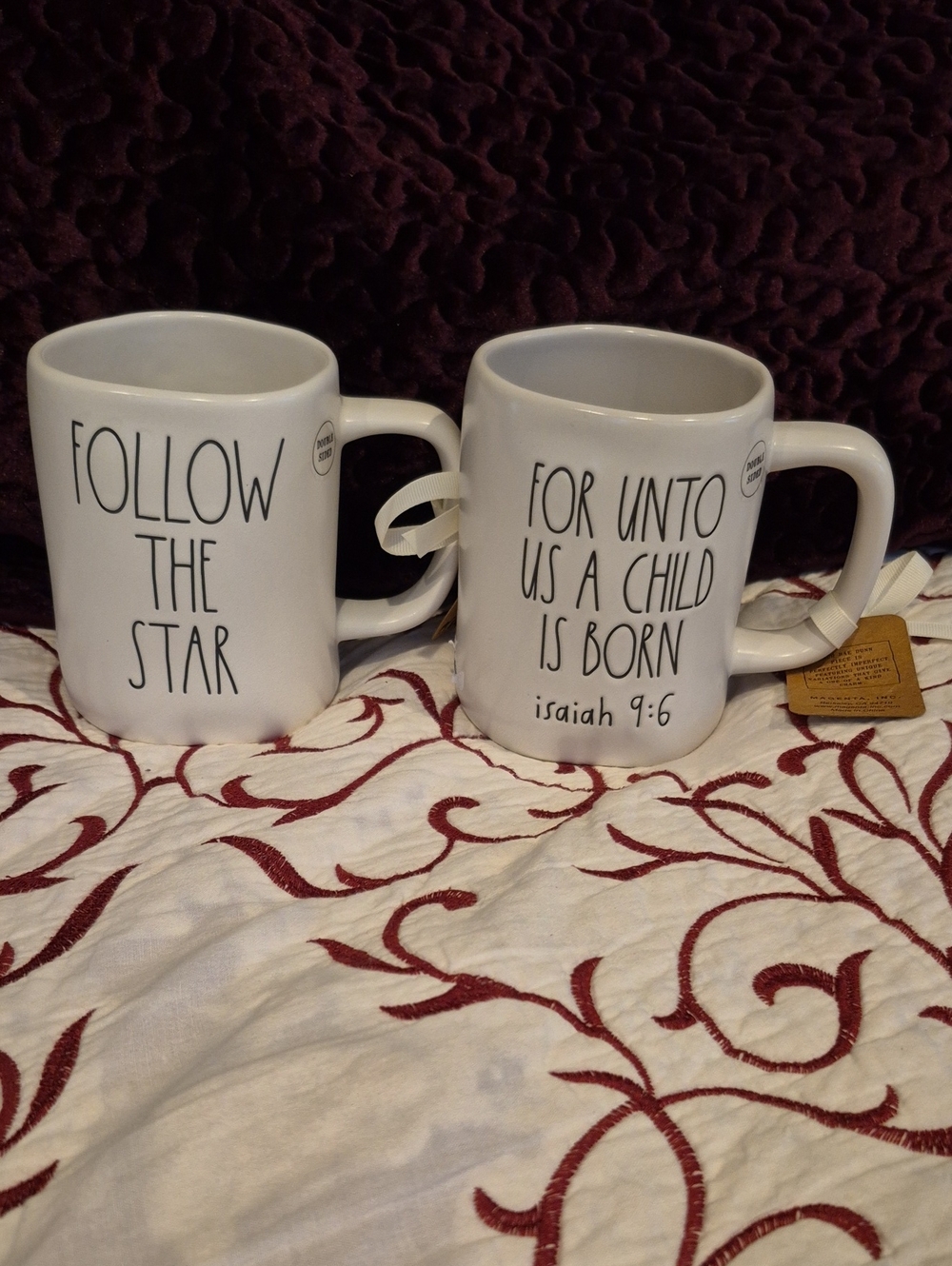 Rae Dunn White Holiday Ceramic Mugs - NWT